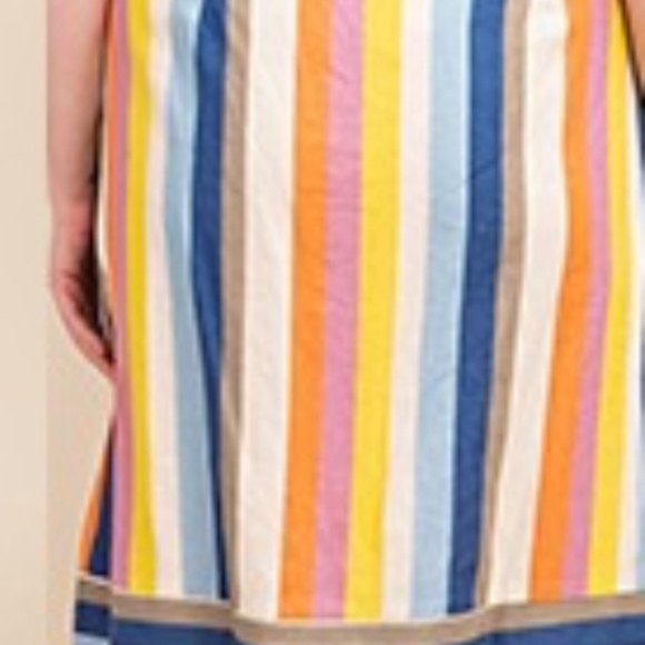 Plus Size Gilli Multi-Color Rainbow Strip Button Down Skirt with Pockets - Picture 5 of 8